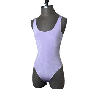 Vintage Feel Good Paris Purple Nylon Bodysuit Stretch Sexy